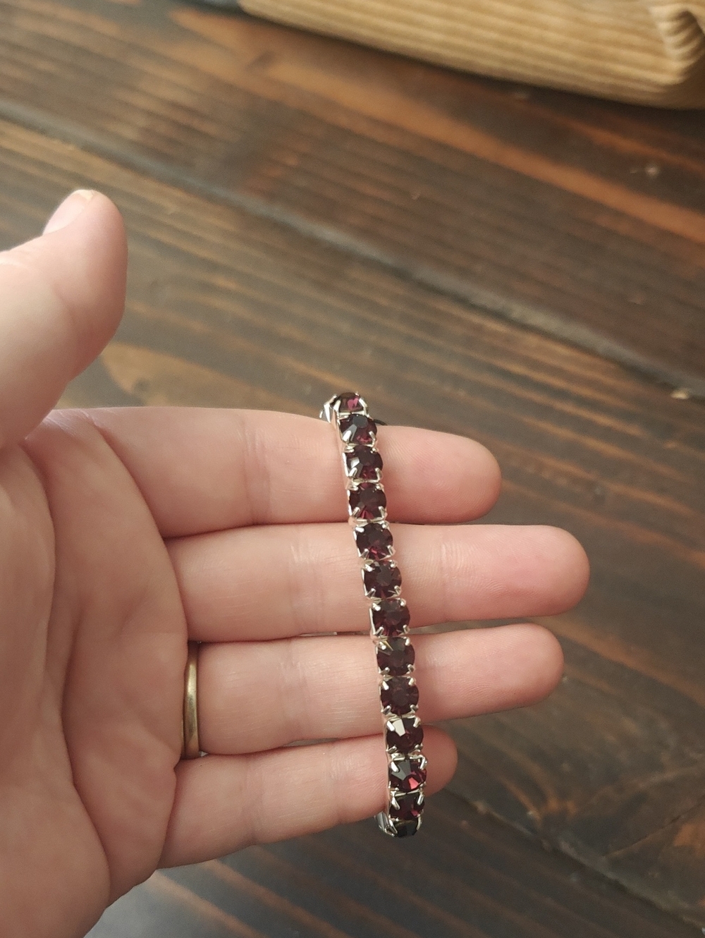 Classic Red Crystal Tennis Bracelet in Deep Red  D02 6741